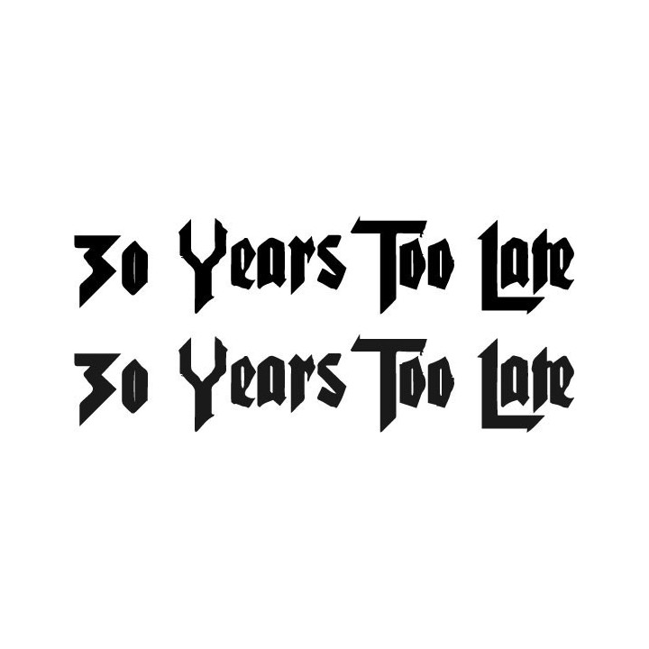 30 Years Too Late Stickers – Punk Rock Decals (2-Pack)
