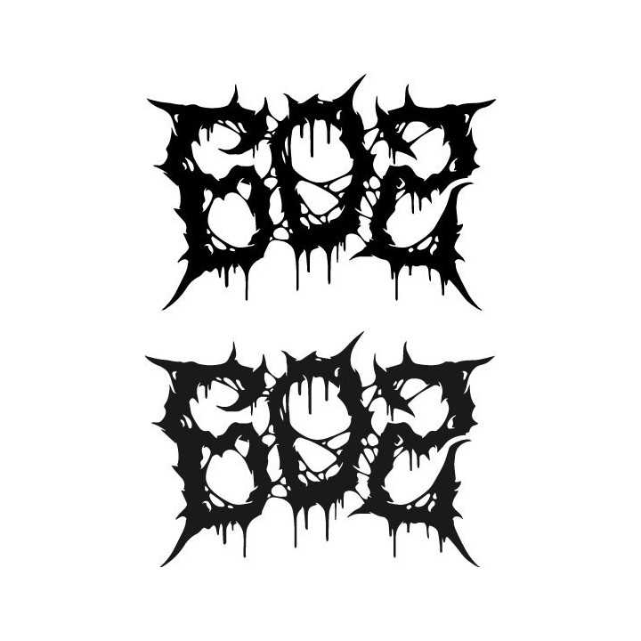 666 Metal Logo Stickers – Gothic Drip Font Decals (2-Pack)